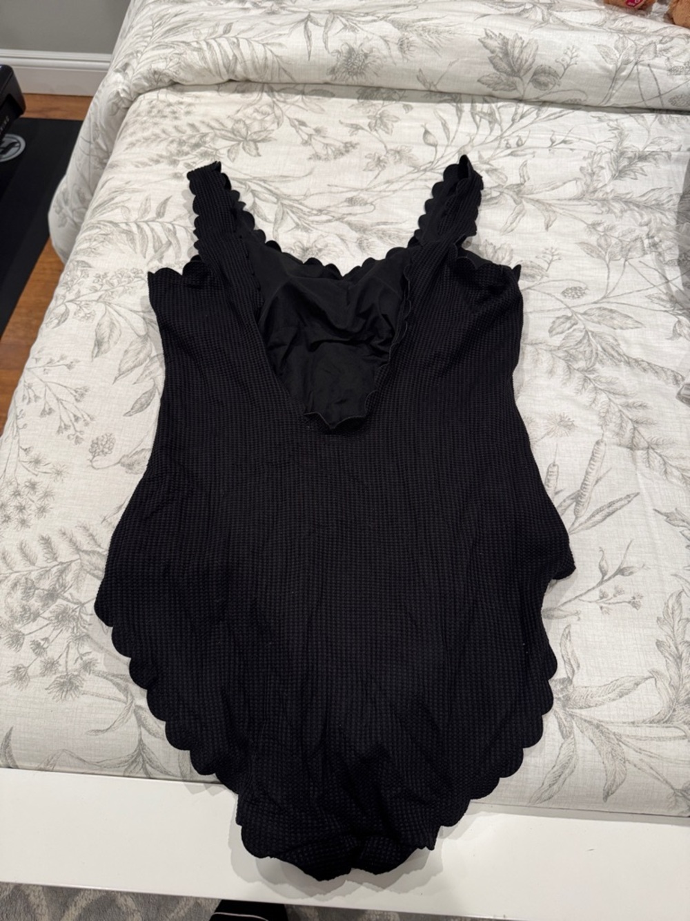 aerie Black Scallop One-Piece Swimsuit - Picture 4 of 4